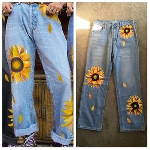 MISSLOOK Painted Sunflower Jeans - XL